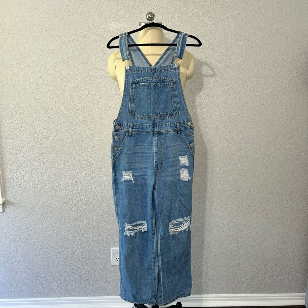 Insane Gene Boyish Denim Blue Distressed Jumpsuit Overalls